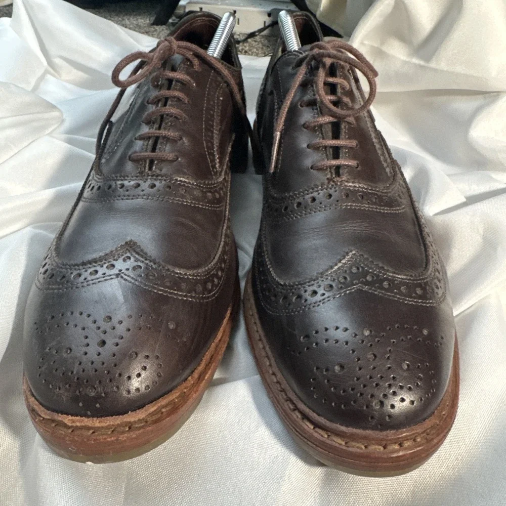Allen Edmonds McTavis Mens Size 12 D Black Leather Wingtip Brogue Oxfords Shoes